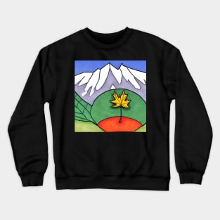 Mountain and Maple Leaf Art Crewneck Sweatshirt